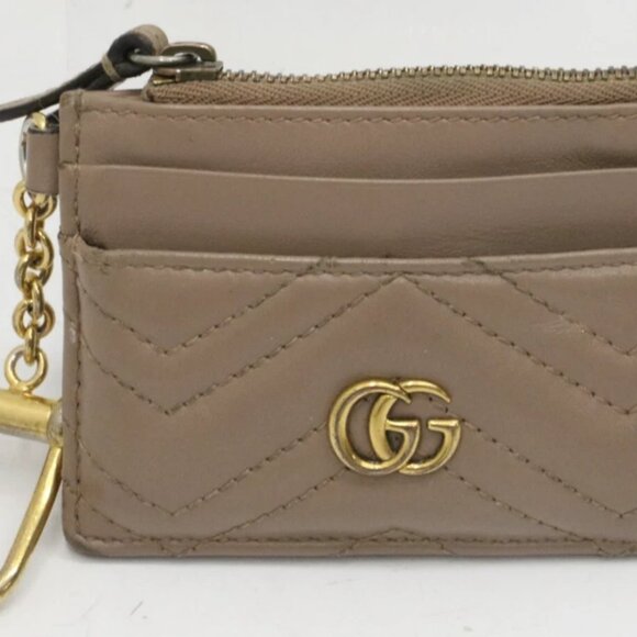 Gucci GG Marmont Keychain Wallet - Taupe - Picture 1 of 14